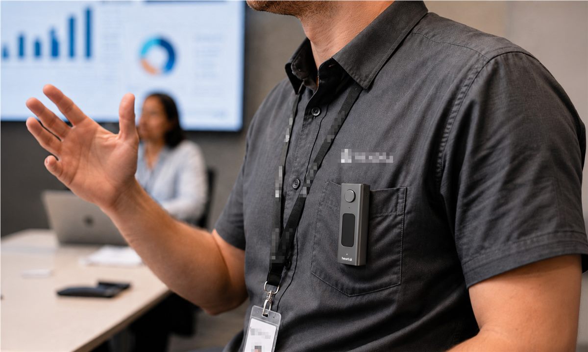 Hearit voice device capturing a business discussion