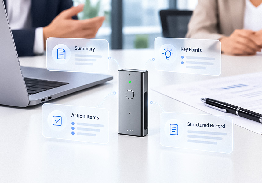 Business meeting prepared for AI transcription