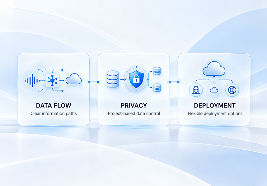 Data flow, privacy and deployment options for an AI voice project